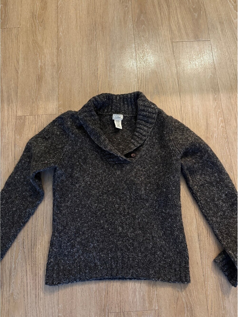 L.L.Bean Women's Dark Gray Wool Blend Shawl Collar Sweater Size S